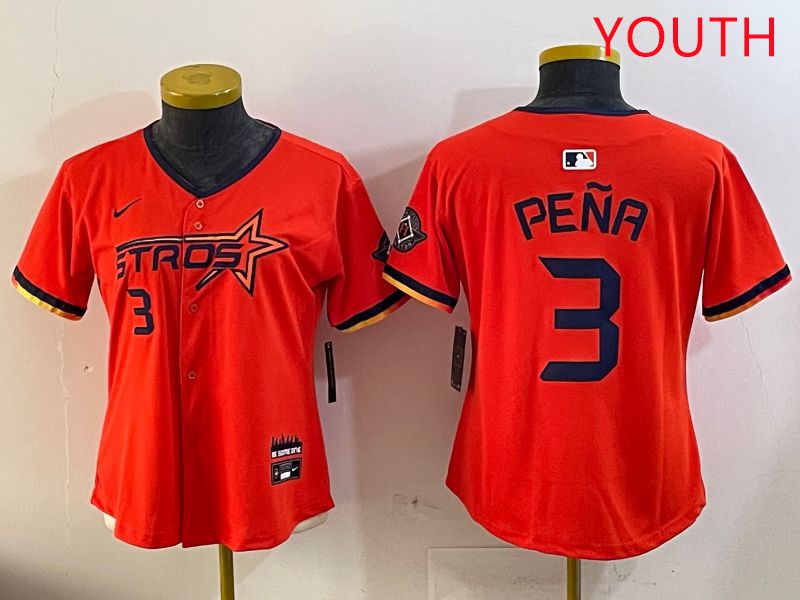Youth Houston Astros Blank 3 Pena Three generations Joint Name 2025 Nike MLB Jersey style 9